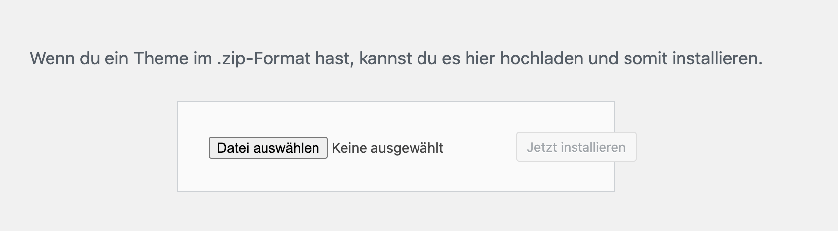 Theme als zip hochladen