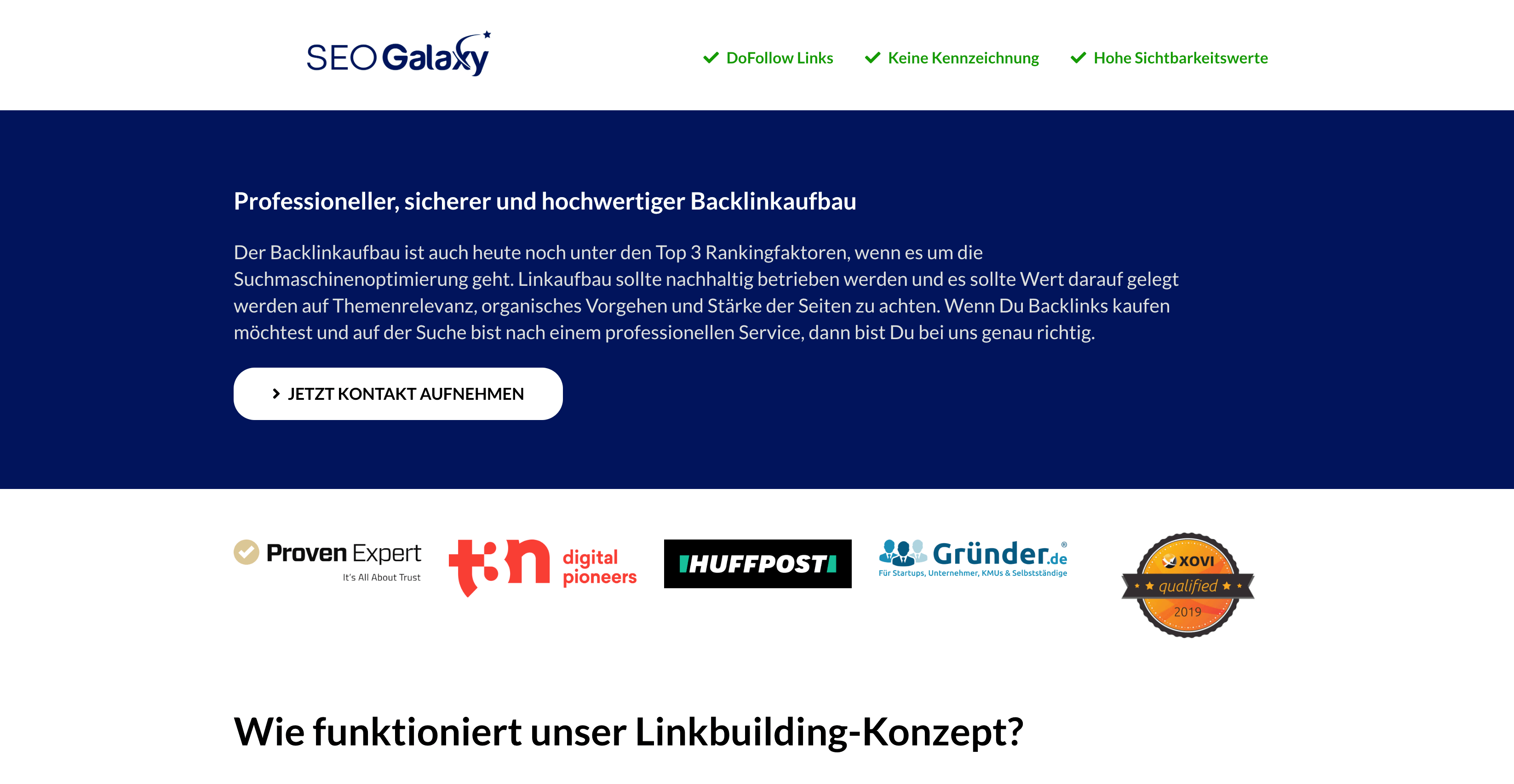 Landingpage Beispiel für Kontaktaufnahme (große Landingpage)