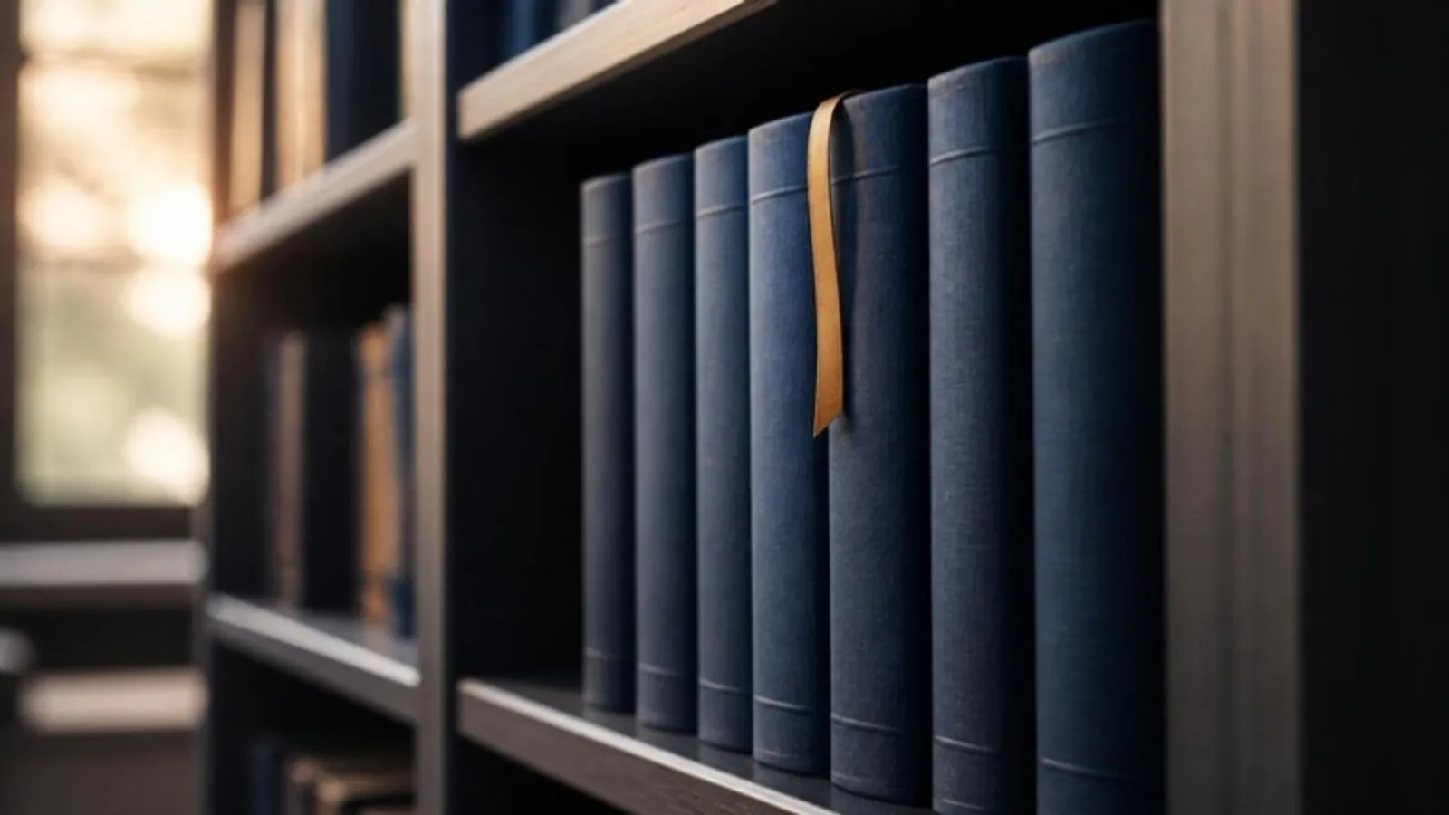 Ein Buch mit Lesebändchen hebt sich von gleichen Büchern ab