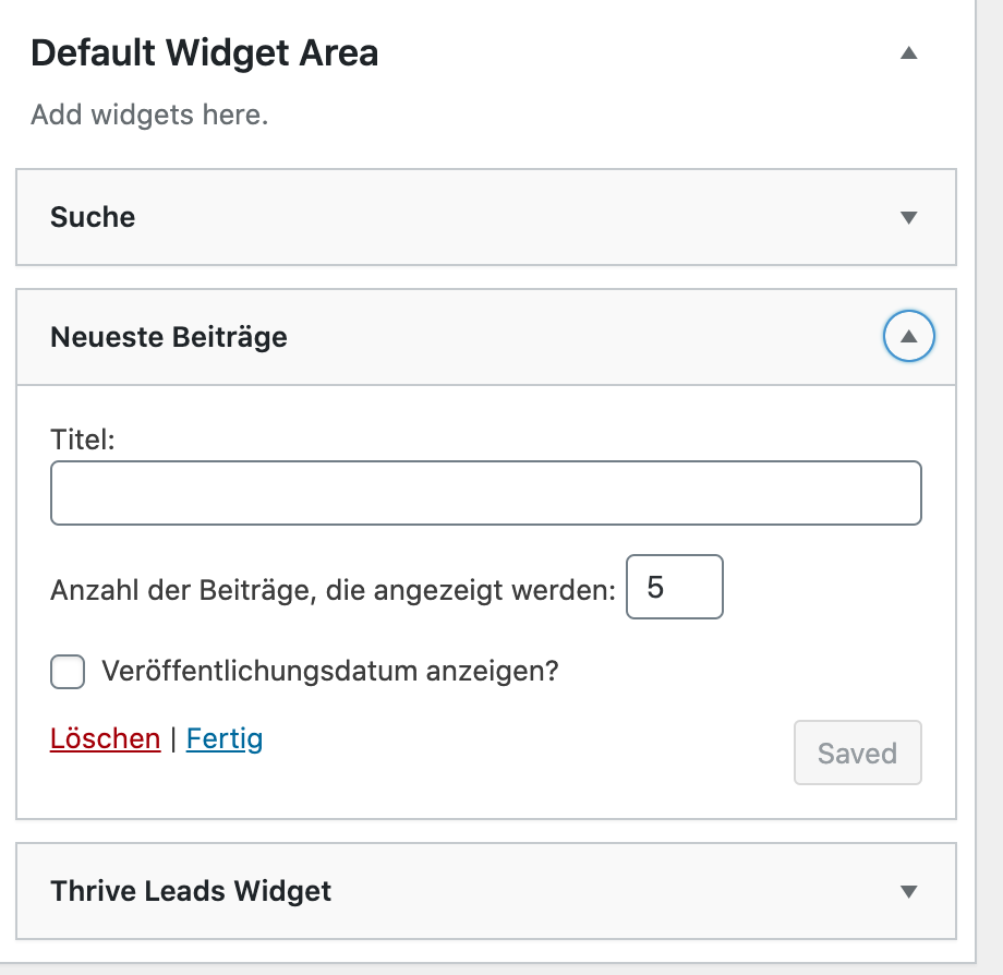Wordpress Widget löschen