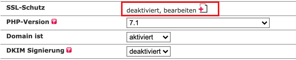 SSL Schutz bearbeiten All Inkl