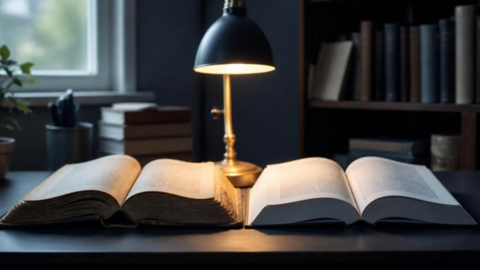 Altes und neues Wörterbuch liegen aufgeschlagen nebeneinander auf Tisch